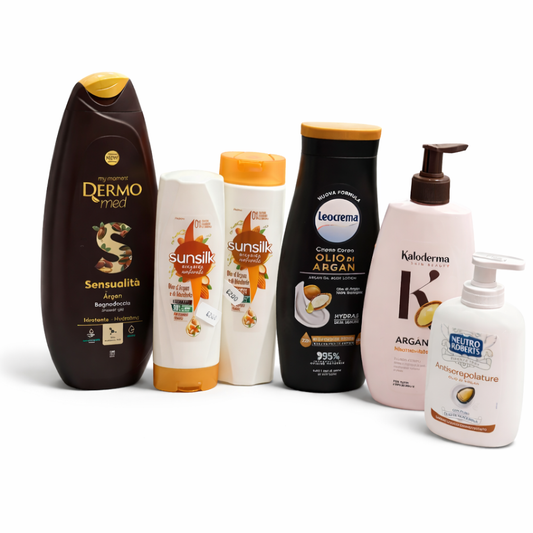 Set Benessere all’Olio di Argan – Cura Corpo & Capelli (6 Prodotti)